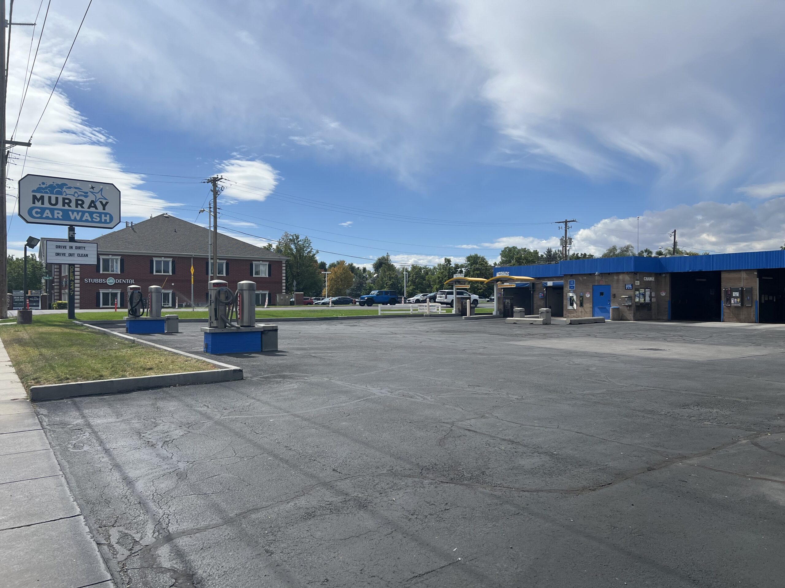 Side view of Murray Car Wash facility on 900 East, Murray UT